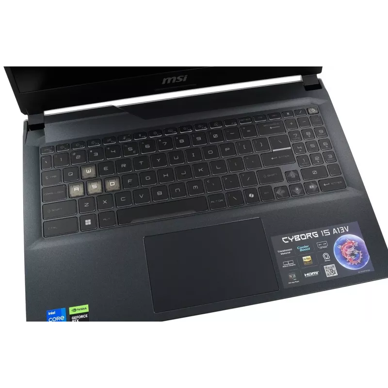 MSI Cyborg 15 A13VE-2416XPL - Intel Core i5-13420H, 15,6 inch Full HD 144Hz, 16GB DDR5, 512GB NVMe SSD, NVIDIA GeForce RTX 4050, Sin sistema operativo, Translucent Black