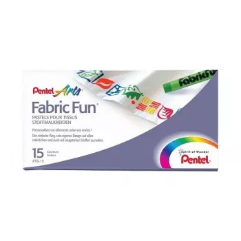 Pentel Fabric Fun Pastel Rotuladores Tintas para Tela, 15 Colores Surtidos, CF15PASTELLI X TESSUTI CONF.ASS