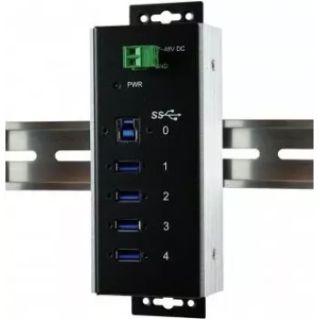 EXSYS EX-1185HMVS-WT hub USB 3.2 Gen 1 industrial, 4 puertos, montaje en carril DIN
