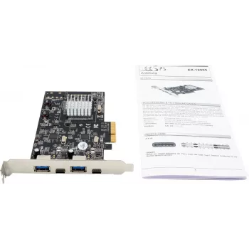 EXSYS EX-12005 tarjeta controladora host PCI Express USB 3.2 Gen 2 (10 Gbps) de 2 puertos USB-A con soporte de perfil bajo