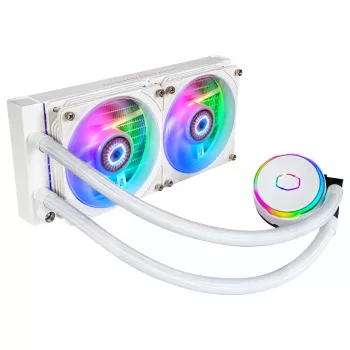 Cooler Master MasterLiquid PL240 FLUX Refrigeración líquida para CPU blanca, radiador de 240mm, 2 ventiladores de 120mm, ARGB, LGA1700/AM5
