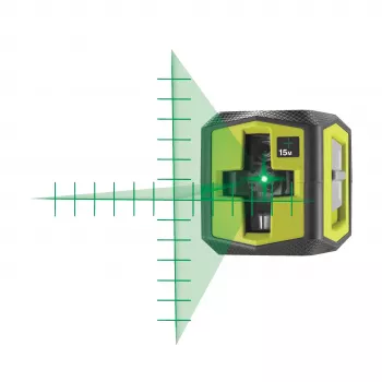Nivel láser de líneas cruzadas RYOBI, haz verde, alcance 15 m