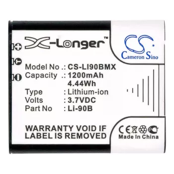 Batería de sustitución CAMERON SINO Li-90B Li-92B para cámaras Olympus (1270mAh, 3,7V, Li-Ion)