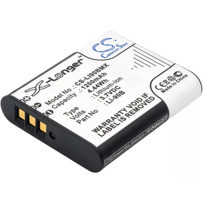Batería de sustitución CAMERON SINO Li-90B Li-92B para cámaras Olympus (1270mAh, 3,7V, Li-Ion)