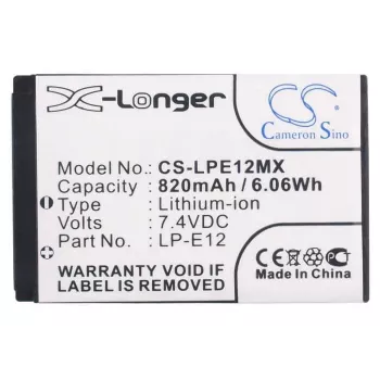Batería de sustitución Cameron Sino LP-E12 para Canon serie EOS M