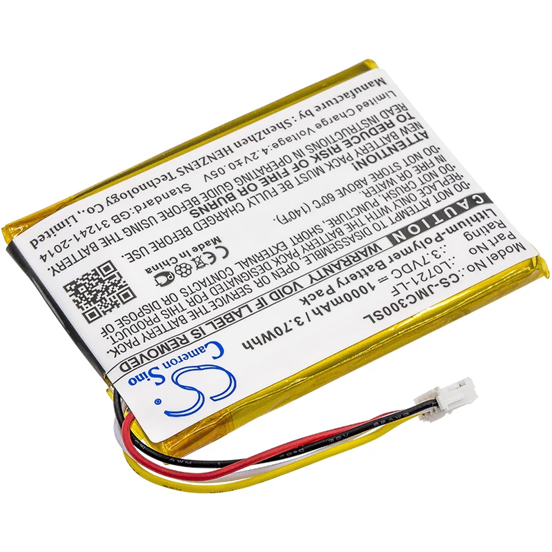 Cameron Sino batería de repuesto para JBL Clip 3, Clip 3AN, Clip 3SAND (L0721-LF / CS-JMC300SL) - 1000mAh 3,7V Li-Po