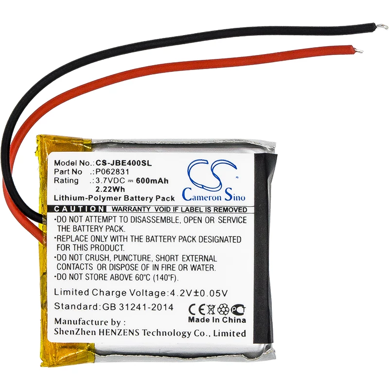 Batería Cameron Sino tipo P062831 para JBL Synchros S400BT / Tune 600BT / Tune 500BT / CS-JBE400SL