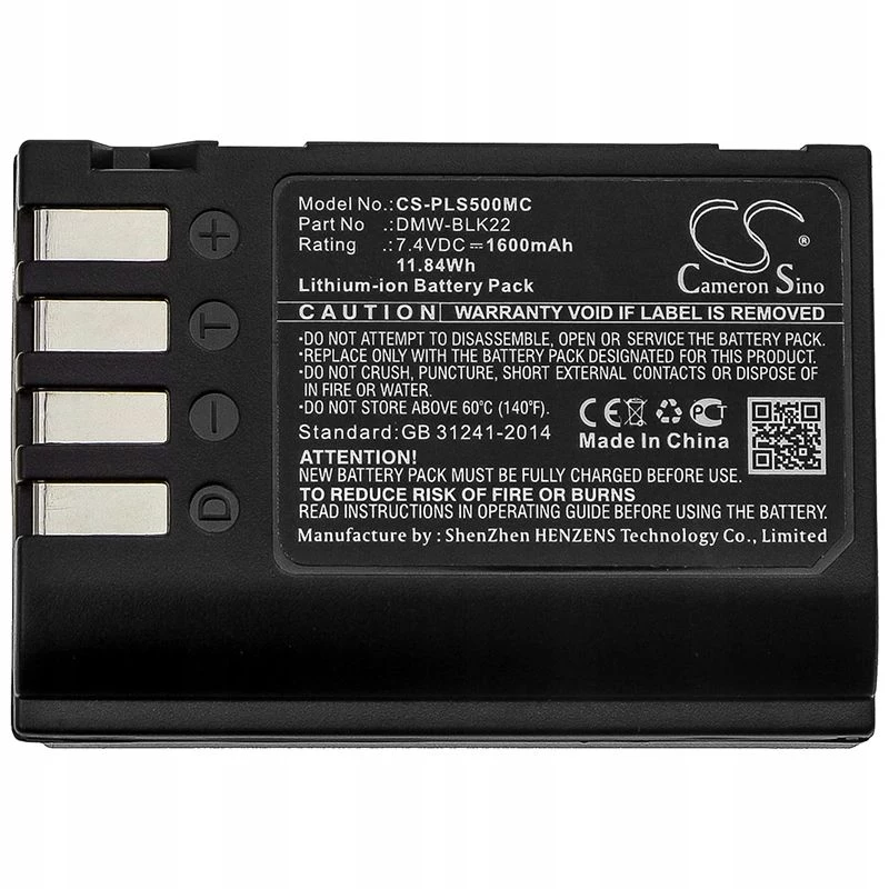 Cameron Sino batería de repuesto para Panasonic DMW-BLK22 / DMW-BLK22GK, 2200mAh, 7,2V, Li-Ion