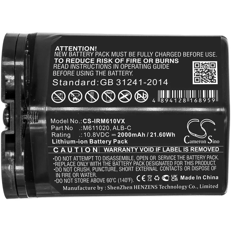 Batería Cameron Sino tipo ALB-C M611020 ABL-C para iRobot Braava Jet M6 (CS-IRM610VX)