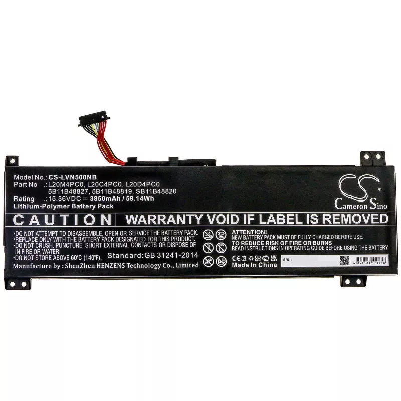 Batería CAMERON SINO tipo 5B11B48819 para Lenovo IdeaPad Gaming 3 / Legion 5 - CS-LVN500NB