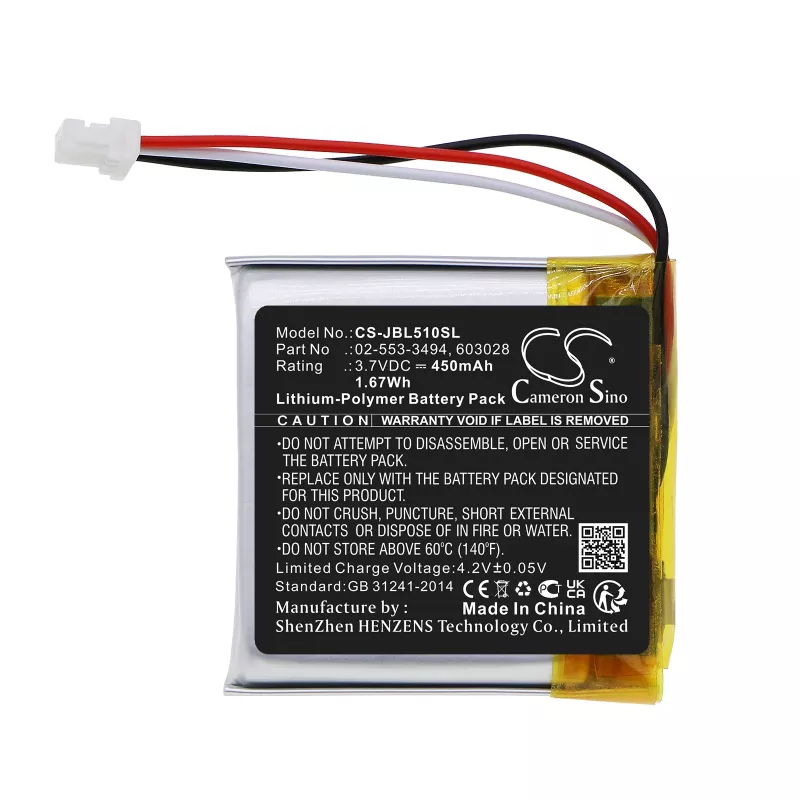 Cameron Sino batería tipo 02-553-3494 603028 para JBL Tune 510BT 500BT auriculares / CS-JBL510SL