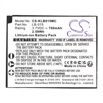 Cameron Sino CS-KLB015MC batería de repuesto para Kodak LB-015, WPZ2, 3,7V 750mAh Li-Ion