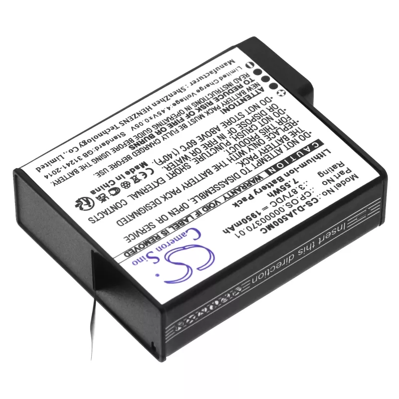 Cameron Sino batería tipo BCX204-1950-3.87 para DJI Osmo Action 5 Pro / CS-DJA500MC