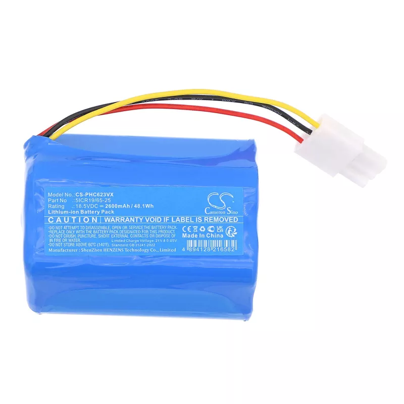 Batería de repuesto CAMERON SINO 5ICR19/65-25 para Philips FC6231 FC6232 FC6331