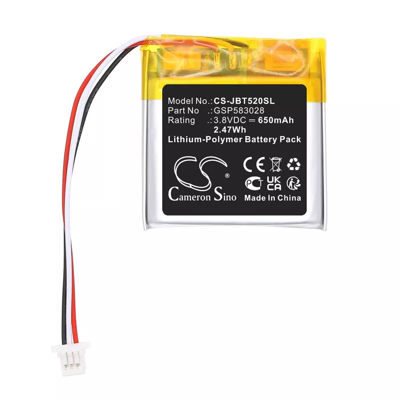 Cameron Sino batería de repuesto para JBL Tune 520 BT, 610mAh, 3,7V, Li-Polymer