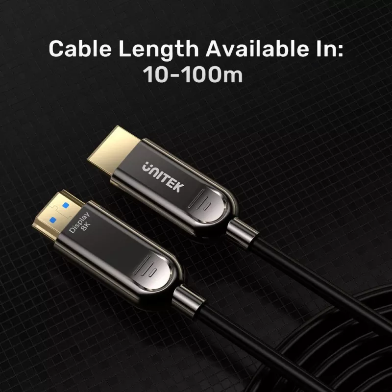 UNITEK cable óptico activo HDMI 2.1 8K 120Hz 70m negro