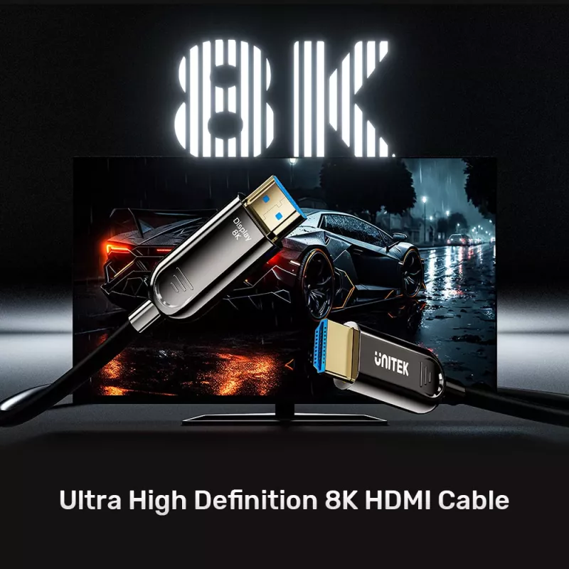 UNITEK cable óptico activo (AOC) HDMI 2.1 8K 60Hz 4K 120Hz 100m negro