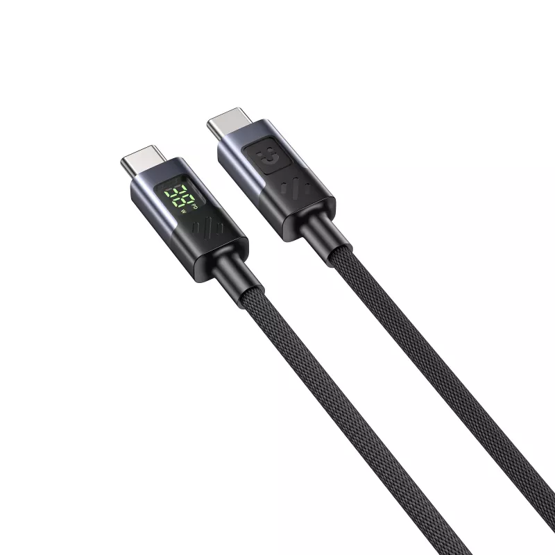 UNITEK cable USB-C PD 60W 480Mbps con pantalla 2m trenzado negro