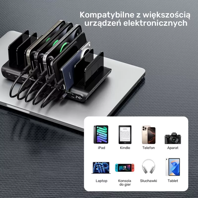 UNITEK Estación de carga 10 puertos USB-C y USB-A 240W
