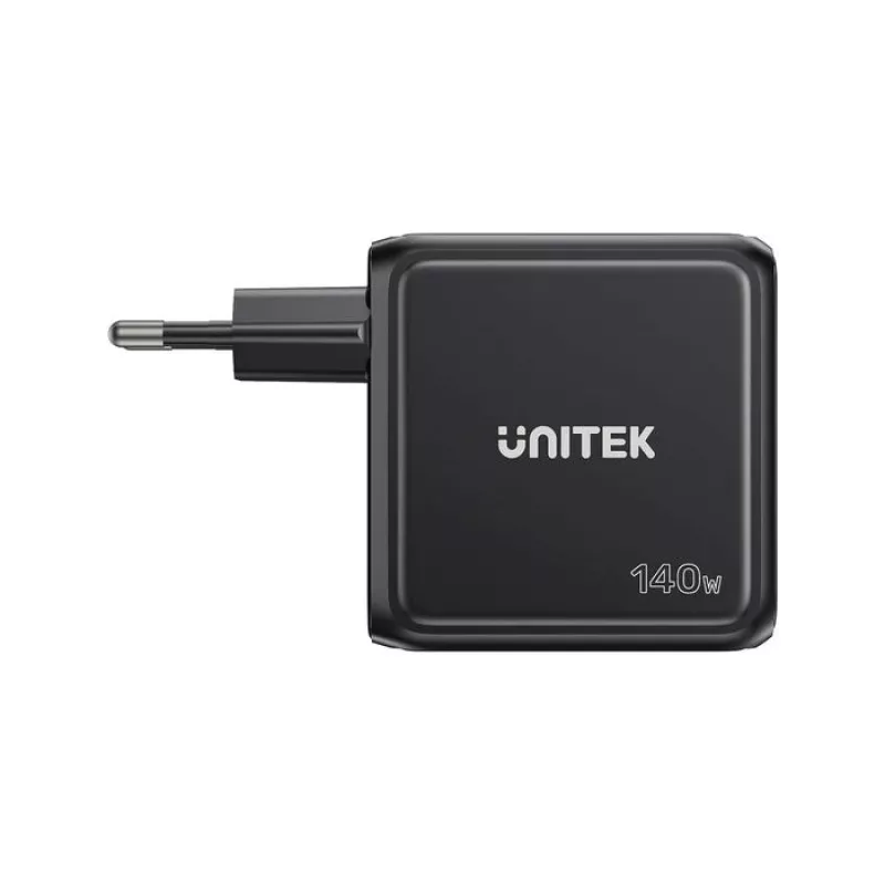 UNITEK Cargador GaN con pantalla 140W 3xUSB-C 1xUSB-A PD3.0 QC4.0 negro