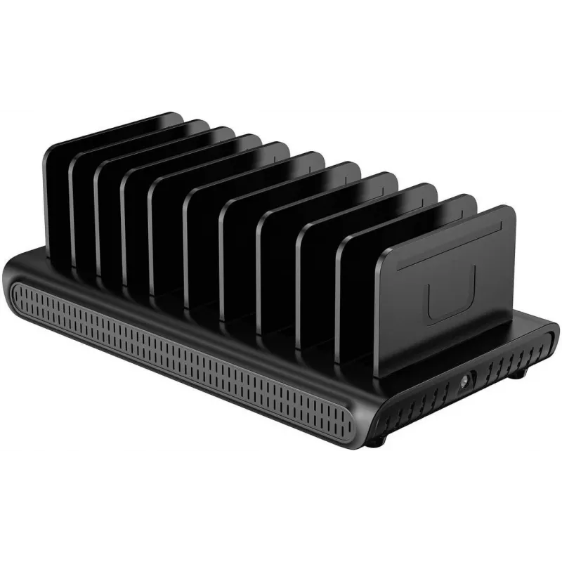 UNITEK Estación de carga inteligente 10 puertos USB-A/USB-C 120W PD 3.0 negra