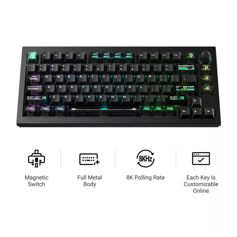 Keychron L5W-W1 Lemokey Magnetic Cyber Teclado gaming 75% de efecto Hall