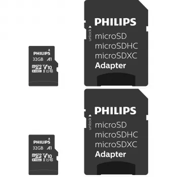 Philips MicroSDHC 2-Pack 32GB Class 10 UHS-I U1 con adaptador