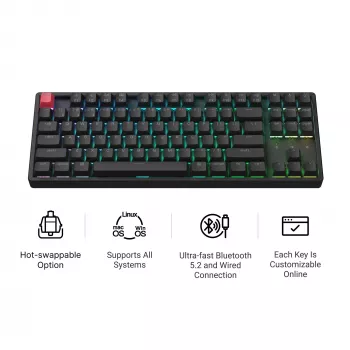 Keychron K8X-J3 80% TKL interruptor Brown RGB hot-swap negro