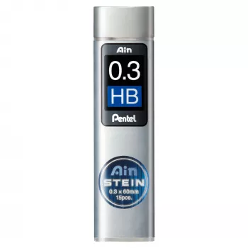 Pentel AinStein HB 0,3 mm recarga de minas, gris, 15 minas