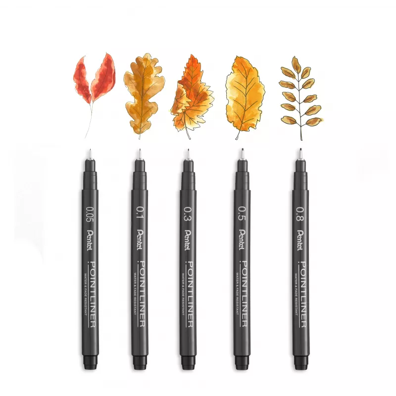 Set de rotuladores finos Pentel Pointliner, negro