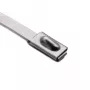HellermannTyton 111-93088 bridas de acero inoxidable con recubrimiento PA11, 201 mm de longitud, 4,6 mm de ancho, 0,3 mm de grosor, 50 mm de diámetro de haz, metálico/plata, pack de 100