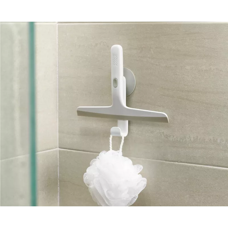Joseph Joseph EasyStore escurridor de ducha compacto con soporte de ventosa y gancho, gris claro (70560)