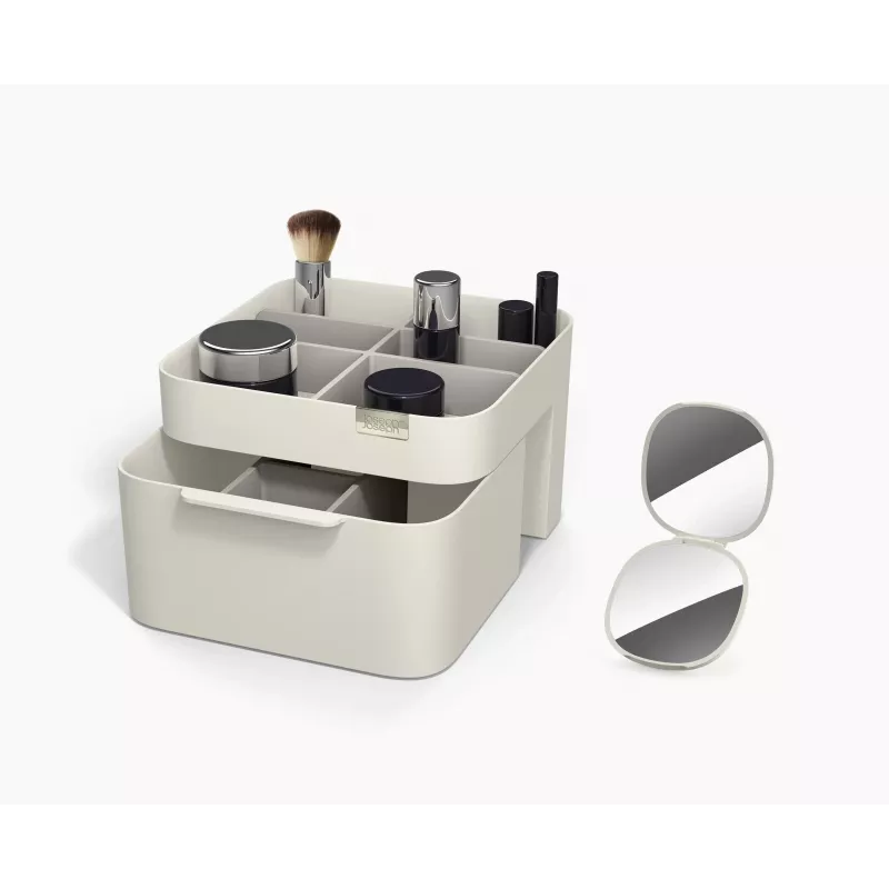 Joseph Joseph Viva Make Me Up set: organizador de cosméticos con cajón magnético y espejo de bolsillo 2 en 1 (75007)
