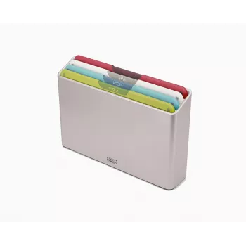 Joseph Joseph Folio Icon juego de 4 tablas de cortar multicolor con estuche de almacenamiento, grafito/plata