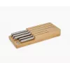 Joseph Joseph Elevate SST set de cuchillos con cajón de almacenamiento de bambú, 6 piezas, plata/beige 10563
