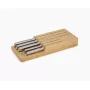 Joseph Joseph Elevate SST Set de cuchillos con bandeja de bambú para cajón, 6 piezas, Plateado/Beige 10563