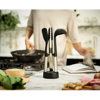 Joseph Joseph Elevate Fusio set de 3 cubiertos de acero inoxidable con soporte compacto