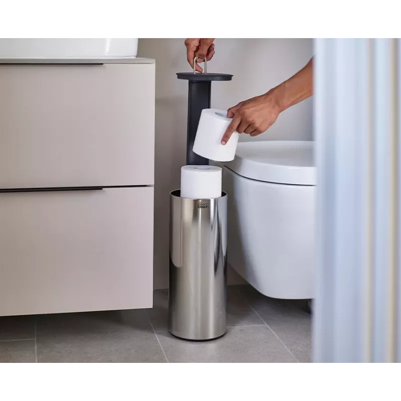 Joseph Joseph EasyStore Luxe portarrollos de papel higiénico de acero inoxidable con compartimento oculto