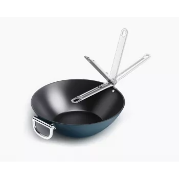 Joseph Joseph Space wok antiadherente cerámica con mango plegable de 32 cm azul