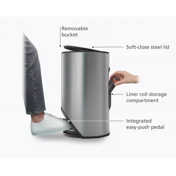 Joseph Joseph Arc 10L Easy-Push cubo de basura con pedal de acero inoxidable