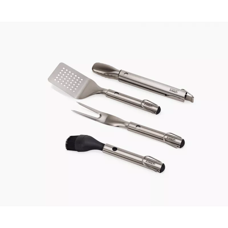 Joseph Joseph GrillOut set de 4 utensilios de barbacoa de acero inoxidable con caja de almacenamiento