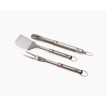 Joseph Joseph GrillOut juego de barbacoa de acero inoxidable de 3 piezas con espátula, pinzas y tenedor
