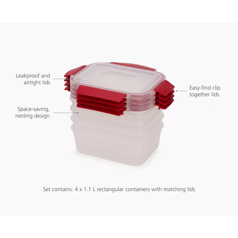 Joseph Joseph Nest Lock set de 4 recipientes para alimentos rojo 1,1 L