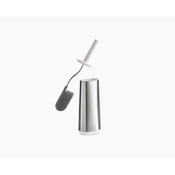 Joseph Joseph Flex 70517 cepillo de inodoro de acero inoxidable con cabezal de silicona, plata/gris