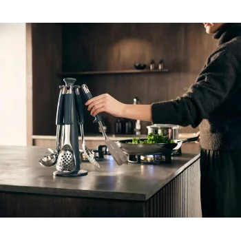 Joseph Joseph Elevate set de 6 utensilios de cocina con soporte giratorio, acero inoxidable y silicona, gris