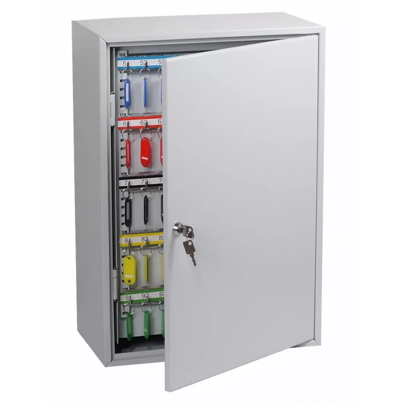 Phoenix Safe KC0604K Caja de llaves - Gris - 200 ganchos - Cerradura de llave - 380 x 140 x 550 mm