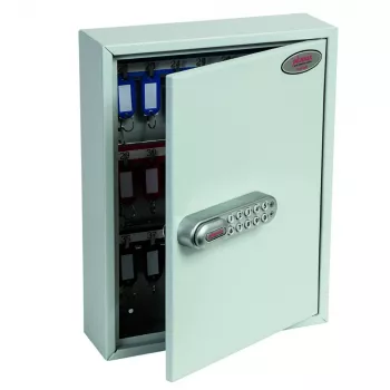 Phoenix Safe KC0601E Caja de llaves - Gris - 42 ganchos - Cerradura electrónica - Montaje en pared - 270 x 80 x 350 mm