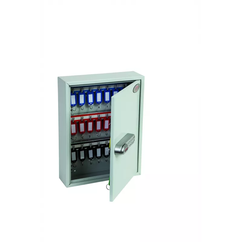Phoenix Safe KC0601E Caja de llaves - Gris - 42 ganchos - Cerradura electrónica - Montaje en pared - 270 x 80 x 350 mm