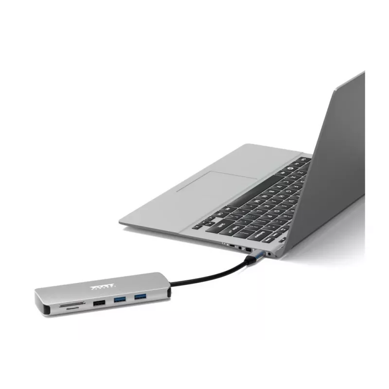 Estación de acoplamiento USB-C 9 en 1 PORT Designs con HDMI 4K y 85W PD - Space Grey