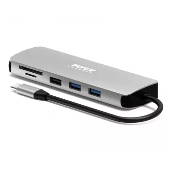 Estación de acoplamiento USB-C 9 en 1 PORT Designs con HDMI 4K y 85W PD - Space Grey